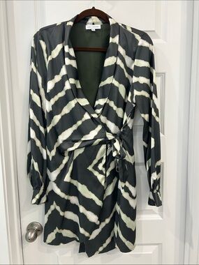 Green & Cream Wrap dress